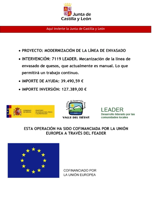 Inversión Mecanización de la línea de envasado de quesos